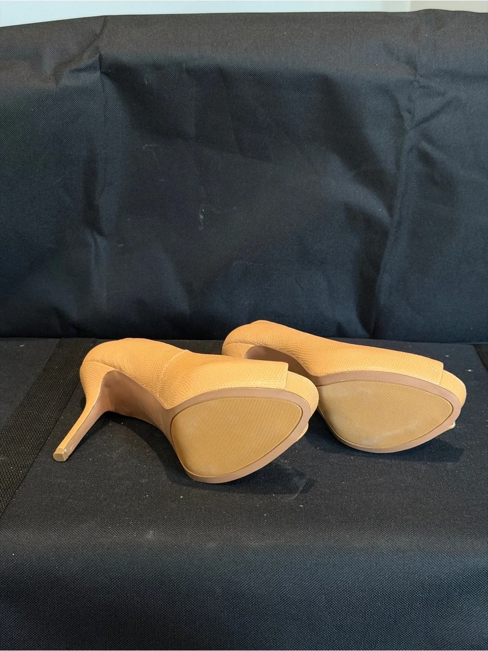 Nine West Tan Peep-Toe Platform Pumps